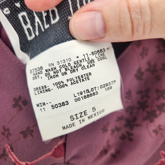 VINTAGE 1990s Beyer Too! Burgundy Cottage Floral Slip Maxi Dress Size 5 - Picture 12 of 13